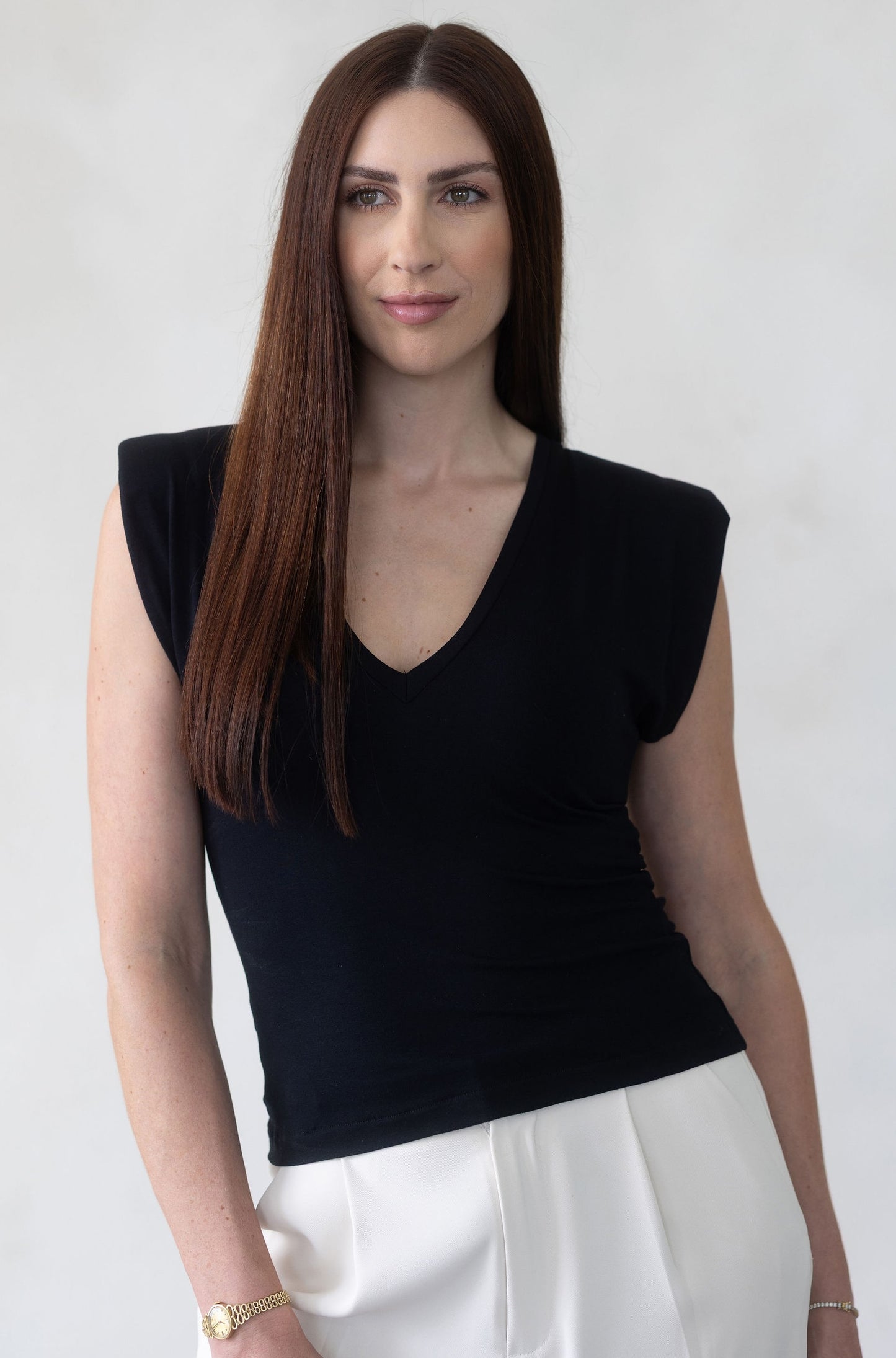 Coco Black Shoulder Pad Top