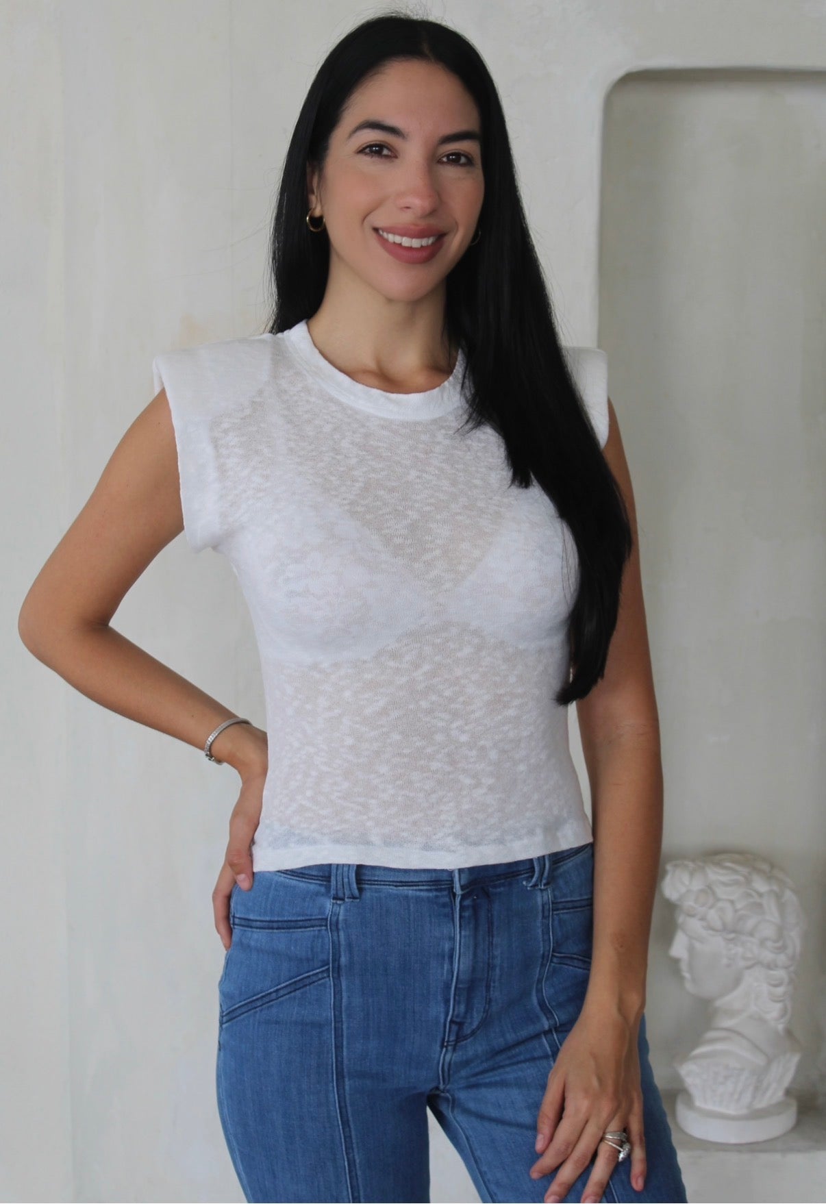 Alicia Square Shoulder Pad Top